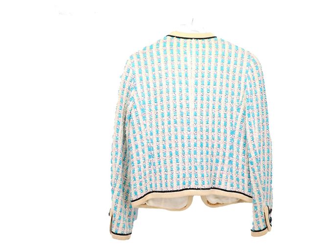 CHANEL - Completo giacca e gonna Chanel in tweed blu e avorio (36) Beige - vista 2