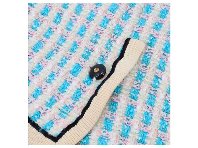 CHANEL - Completo giacca e gonna Chanel in tweed blu e avorio (36) Beige - vista 6