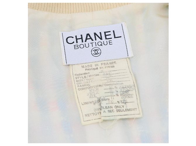 CHANEL - Completo giacca e gonna Chanel in tweed blu e avorio (36) Beige - vista 8