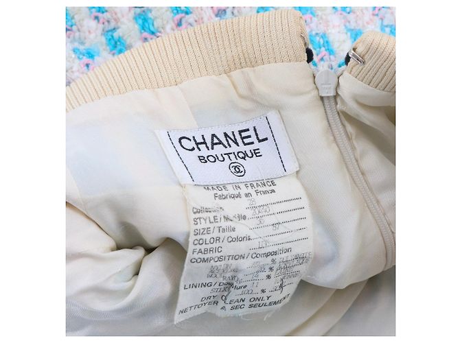 CHANEL - Completo giacca e gonna Chanel in tweed blu e avorio (36) Beige - vista 9