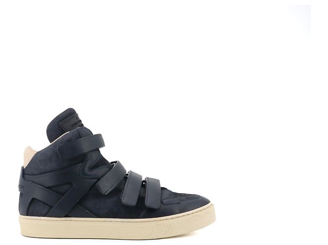LOUIS VUITTON - Sneakers alte Louis Vuitton in pelle blu navy (T41.5) - vista 2