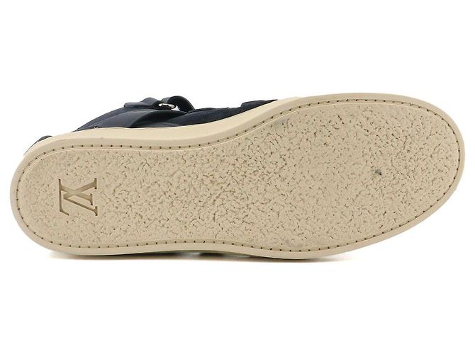 LOUIS VUITTON - Sneakers alte Louis Vuitton in pelle blu navy (T41.5) - vista 3