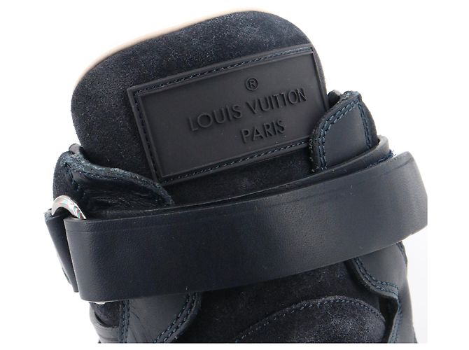 LOUIS VUITTON - Sneakers alte Louis Vuitton in pelle blu navy (T41.5) - vista 4