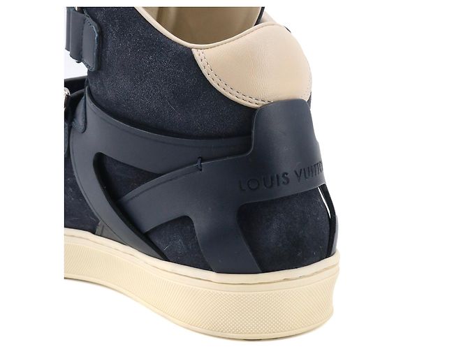 LOUIS VUITTON - Sneakers alte Louis Vuitton in pelle blu navy (T41.5) - vista 6