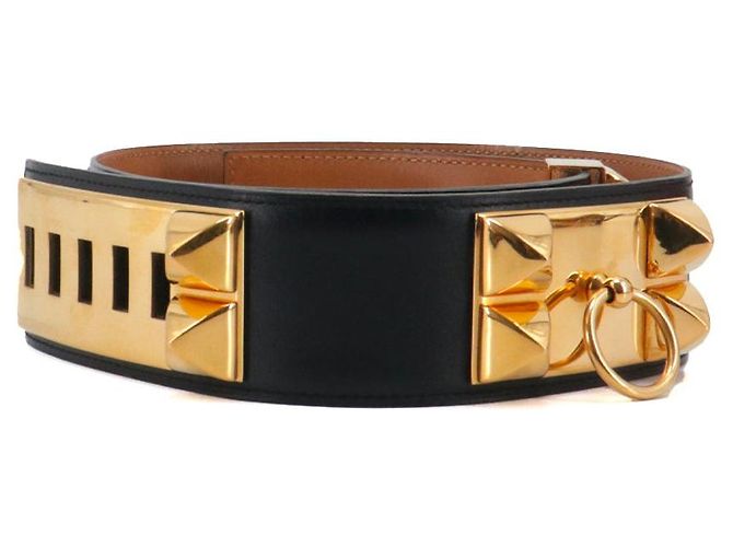 HERMÈS - Hermès Collier de Chien Gürtel aus schwarzem Leder (T70) - Ansicht 2