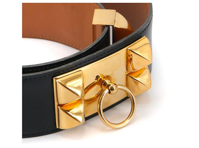 HERMÈS - Hermès Collier de Chien Gürtel aus schwarzem Leder (T70) - Ansicht 3