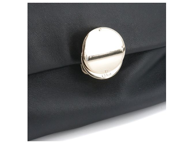 CHLOÉ - Borsa a spalla Chloé Penelope Clutch in pelle nera liscia Nero - vista 5