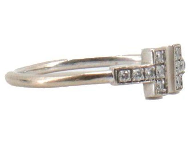 TIFFANY & CO - Tiffany & Co Drahtring aus Weißgold mit Diamanten (T55) Silber - Ansicht 2