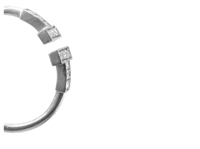 TIFFANY & CO - Tiffany & Co Drahtring aus Weißgold mit Diamanten (T55) Silber - Ansicht 5
