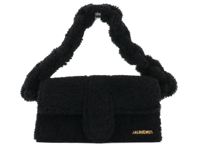 JACQUEMUS - Borsa a spalla Jacquemus Le Bambidou in lana bouclé nera Nero - vista 4