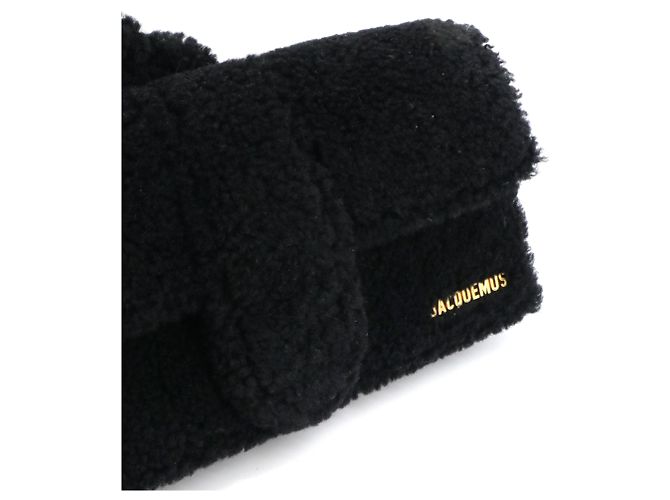 JACQUEMUS - Borsa a spalla Jacquemus Le Bambidou in lana bouclé nera Nero - vista 5