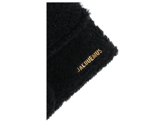 JACQUEMUS - Borsa a spalla Jacquemus Le Bambidou in lana bouclé nera Nero - vista 6