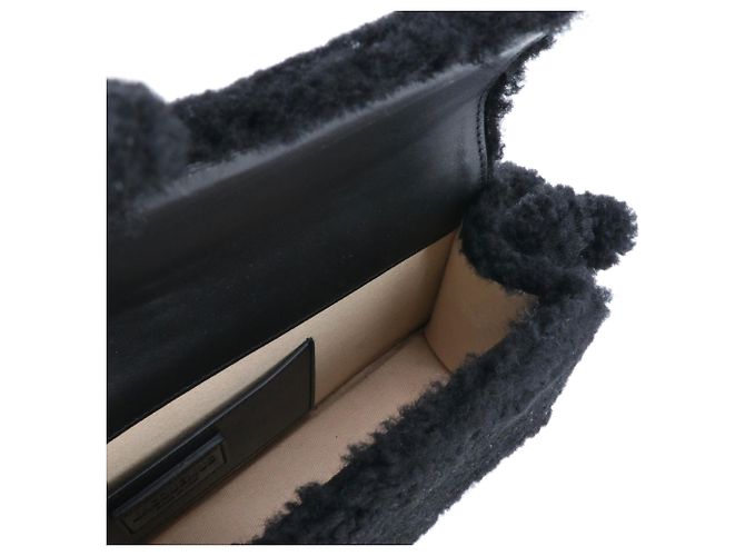 JACQUEMUS - Borsa a spalla Jacquemus Le Bambidou in lana bouclé nera Nero - vista 7