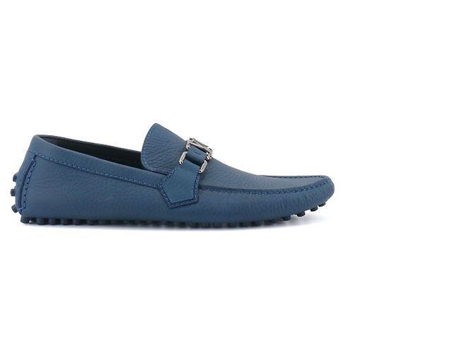 LOUIS VUITTON - Mocassini Hockenheim Louis Vuitton in pelle blu grana (Taglia 39) - vista 2