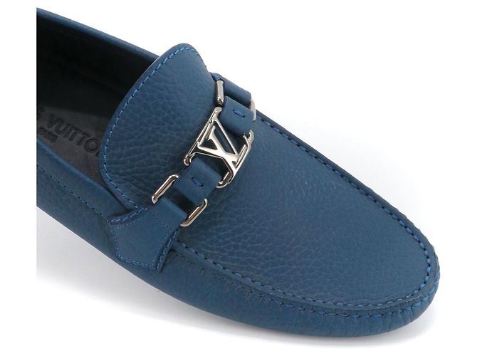 LOUIS VUITTON - Mocassini Hockenheim Louis Vuitton in pelle blu grana (Taglia 39) - vista 4