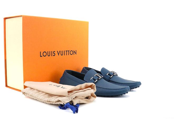 LOUIS VUITTON - Mocassini Hockenheim Louis Vuitton in pelle blu grana (Taglia 39) - vista 7