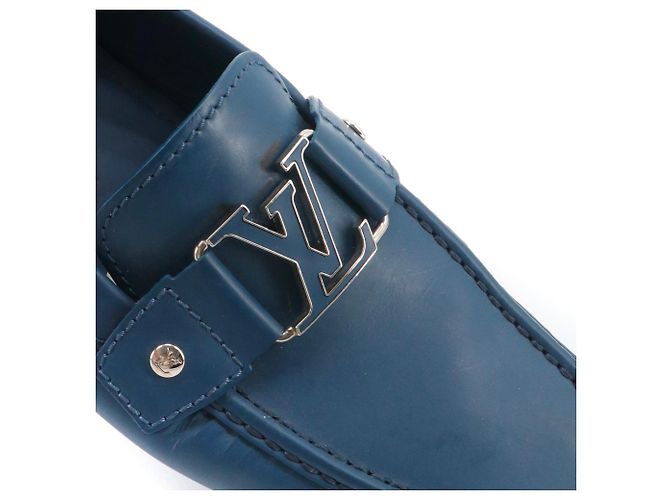 LOUIS VUITTON - Mocassini Monte Carlo di Louis Vuitton in pelle blu (T40) - vista 4