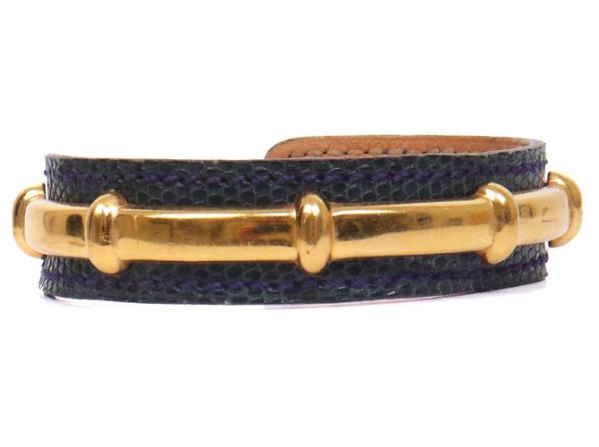 HERMÈS - Bracciale Agatha Hermès in pelle grana blu navy (T1) Nero - vista 2