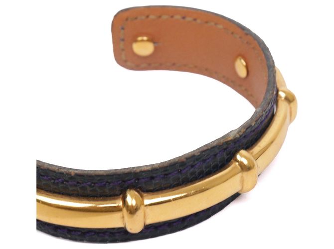 HERMÈS - Bracciale Agatha Hermès in pelle grana blu navy (T1) Nero - vista 3