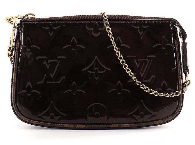 LOUIS VUITTON - Pochette Accesorio Mini Louis Vuitton en cuero charol burdeos - vista 3
