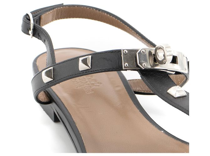 Kelly HERMÈS - Sandali Olivia Hermès in pelle nera (T38) Nero - vista 4