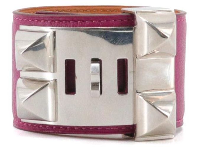 HERMÈS - Bracciale Collier de Chien di Hermès in pelle viola (T4) Porpora - vista 3