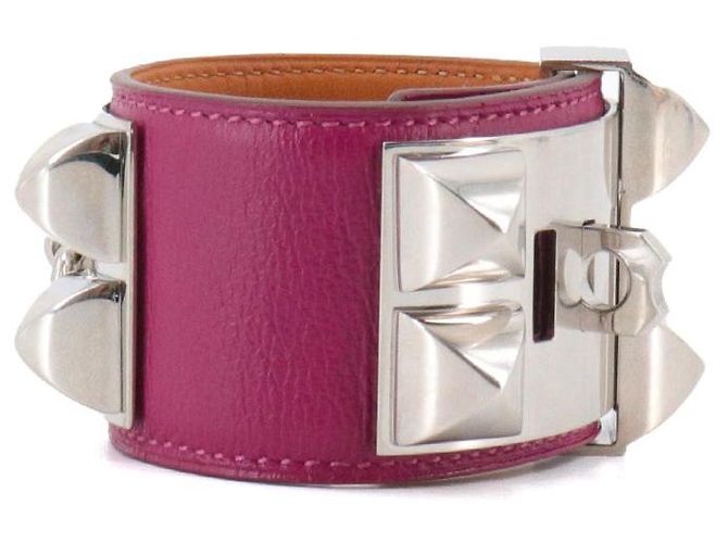 HERMÈS - Bracciale Collier de Chien di Hermès in pelle viola (T4) Porpora - vista 4