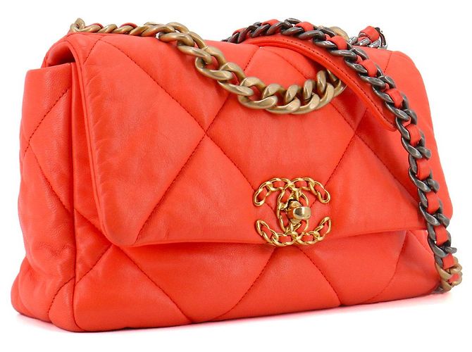 CHANEL - Borsa a spalla Chanel 19 in pelle arancione - vista 2
