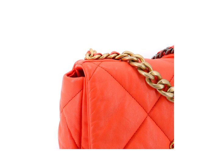 CHANEL - Borsa a spalla Chanel 19 in pelle arancione - vista 6