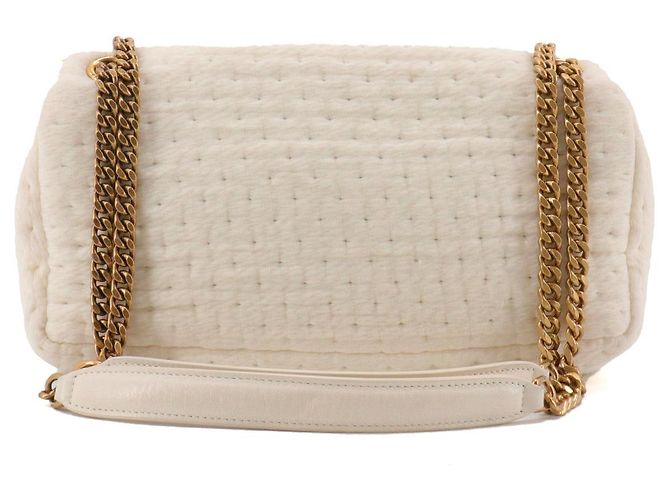 SAINT LAURENT - Borsa a spalla Calypso Saint Laurent in tela crema Bianco - vista 4