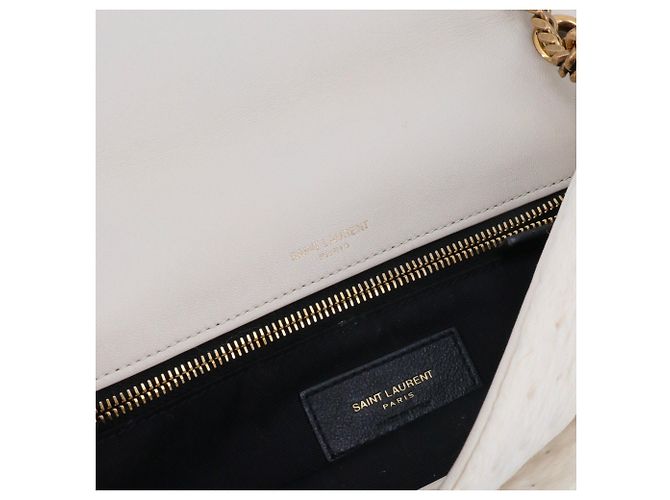 SAINT LAURENT - Borsa a spalla Calypso Saint Laurent in tela crema Bianco - vista 7