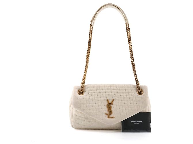 SAINT LAURENT - Borsa a spalla Calypso Saint Laurent in tela crema Bianco - vista 8