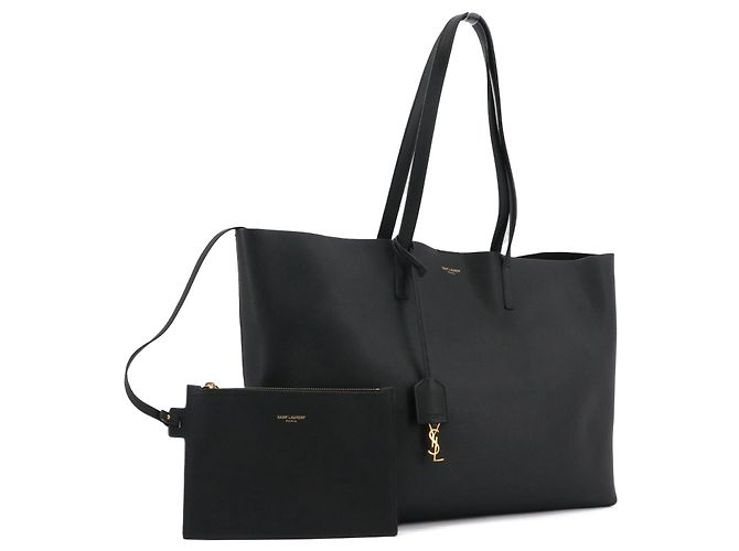 SAINT LAURENT - Borsa da shopping E/W Saint Laurent in pelle nera grana Nero - vista 2