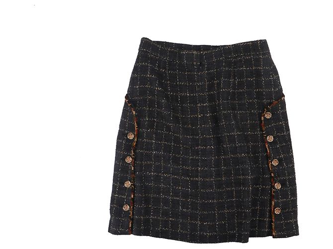 CHANEL - Saia de tweed preta Chanel (tamanho 46) Preto - vista 2