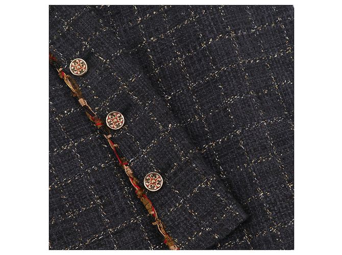 CHANEL - Saia de tweed preta Chanel (tamanho 46) Preto - vista 3