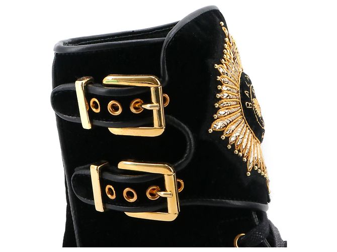 BALMAIN - Stivaletti Balmain Eagle in velluto nero (Taglia 37) - vista 5