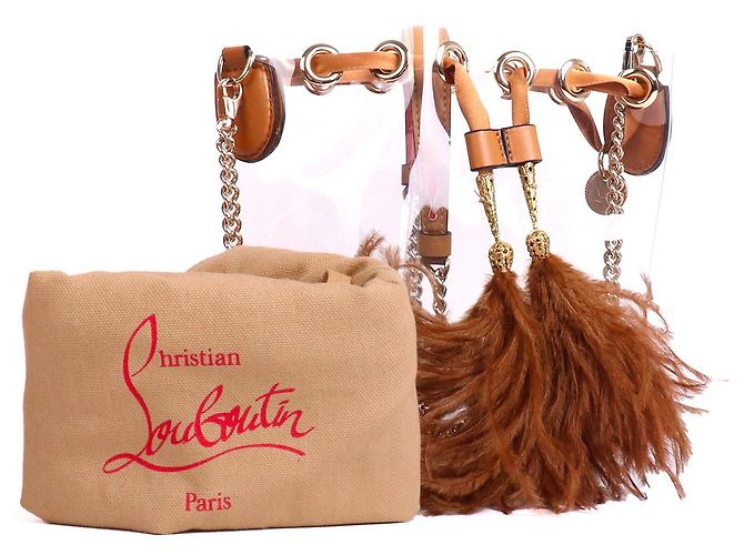 Christian Louboutin LOUBOUTIN - Borsa a spalla trasparente in plastica Louboutin Marie Jane Marrone - vista 8