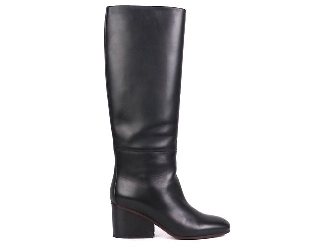 HERMÈS - Hermès New Jersey Stiefel aus schwarzem Leder (Größe 37) - Ansicht 2