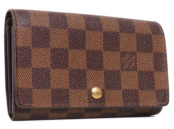 LOUIS VUITTON - Louis Vuitton Trésor Geldbörse aus schwarzem Schachbrett-Canvas Braun - Ansicht 2