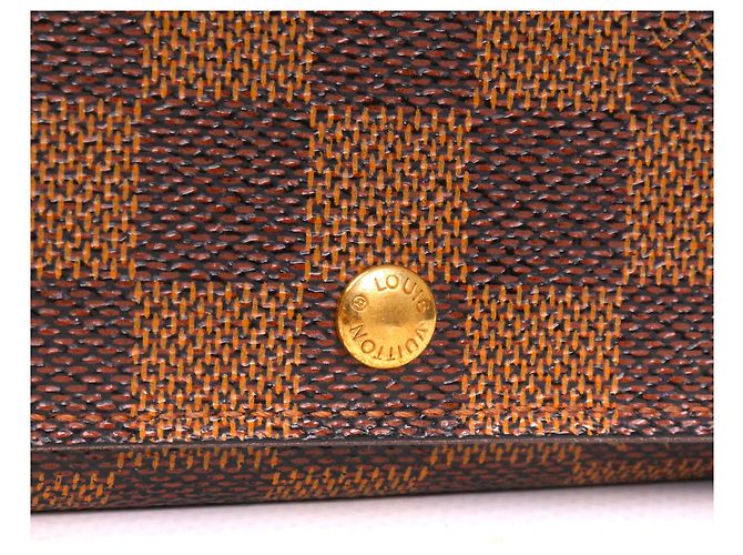 LOUIS VUITTON - Louis Vuitton Trésor Geldbörse aus schwarzem Schachbrett-Canvas Braun - Ansicht 3
