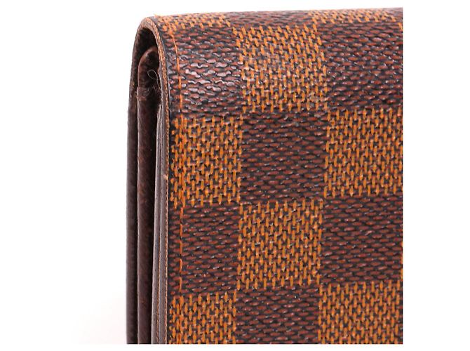 LOUIS VUITTON - Louis Vuitton Trésor Geldbörse aus schwarzem Schachbrett-Canvas Braun - Ansicht 4