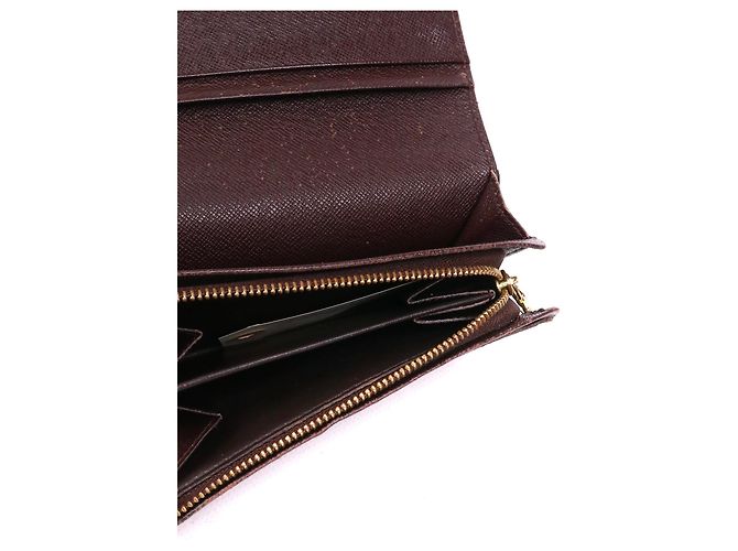 LOUIS VUITTON - Louis Vuitton Trésor Geldbörse aus schwarzem Schachbrett-Canvas Braun - Ansicht 8
