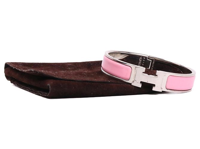HERMÈS - Bracciale Clic H Hermès in smalto rosa (T0) - vista 8