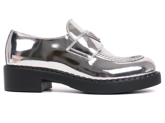 PRADA - Prada Chocolate loafers in silver leather (T36) Argento - vista 2
