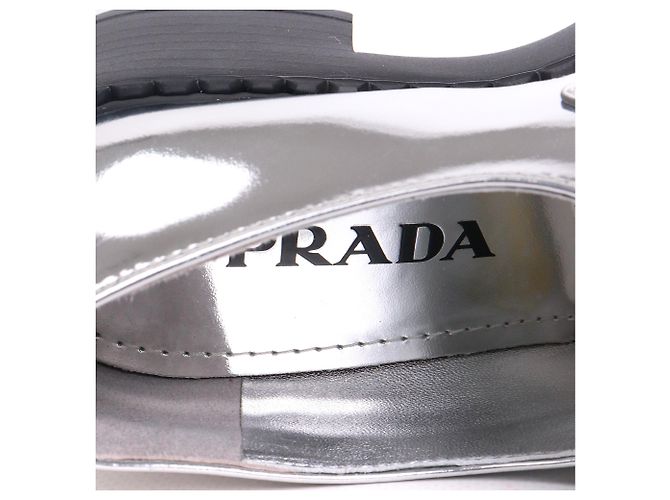 PRADA - Prada Chocolate loafers in silver leather (T36) Argento - vista 5