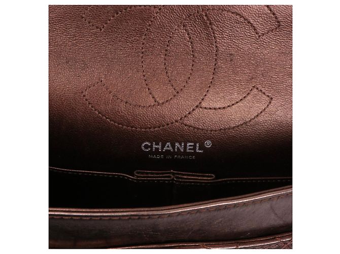 CHANEL - Borsa a spalla piccola Cargo 2.55 in pelle bronzo rugosa - vista 12
