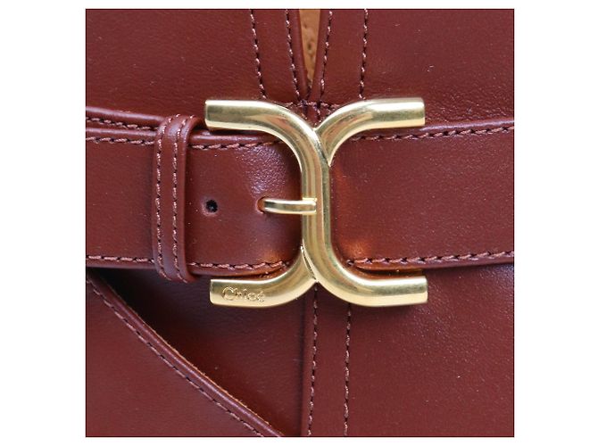 CHLOÉ - Botines Marcie con hebilla en cuero marrón (T41) Castaño - vista 3