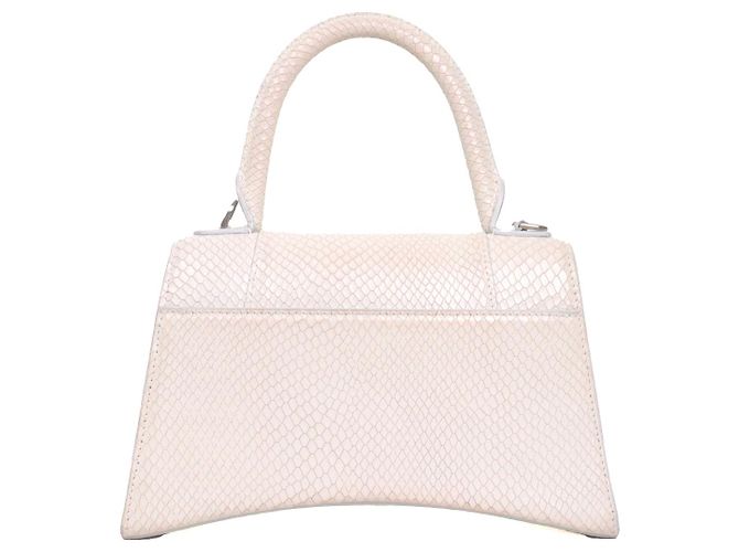 BALENCIAGA - Sac à épaule Hourglass Small en cuir blanc embossé python - vue 3