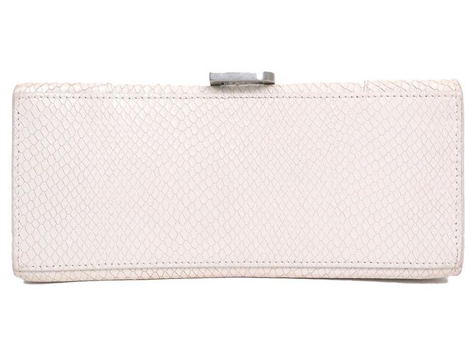 BALENCIAGA - Sac à épaule Hourglass Small en cuir blanc embossé python - vue 4