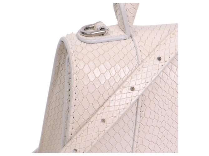 BALENCIAGA - Sac à épaule Hourglass Small en cuir blanc embossé python - vue 6